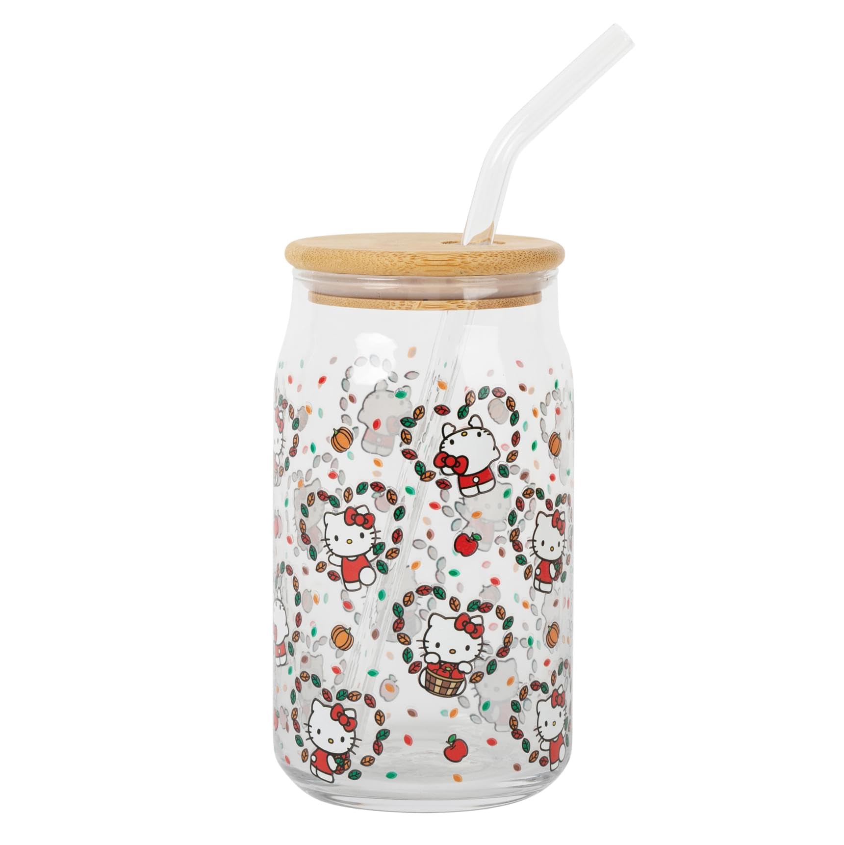 Amazon.com | Silver Buffalo Sanrio Hello Kitty Fall Leaves Glass